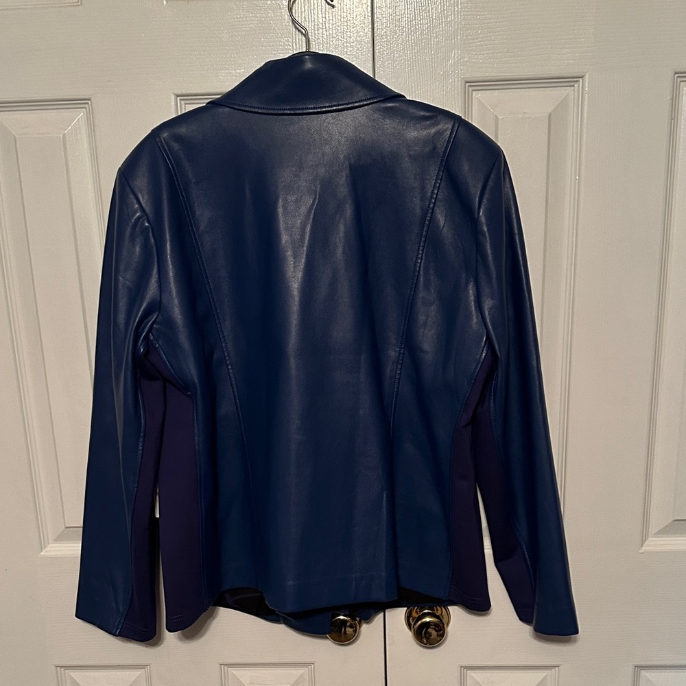 Chico's Blue Faux Leather Jacket - Picture 7 of 12